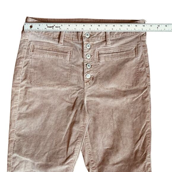 American Eagle Women’s Sz 12 Tan Super High Rise Flare Jeans Stretch Corduroy - Picture 10 of 14